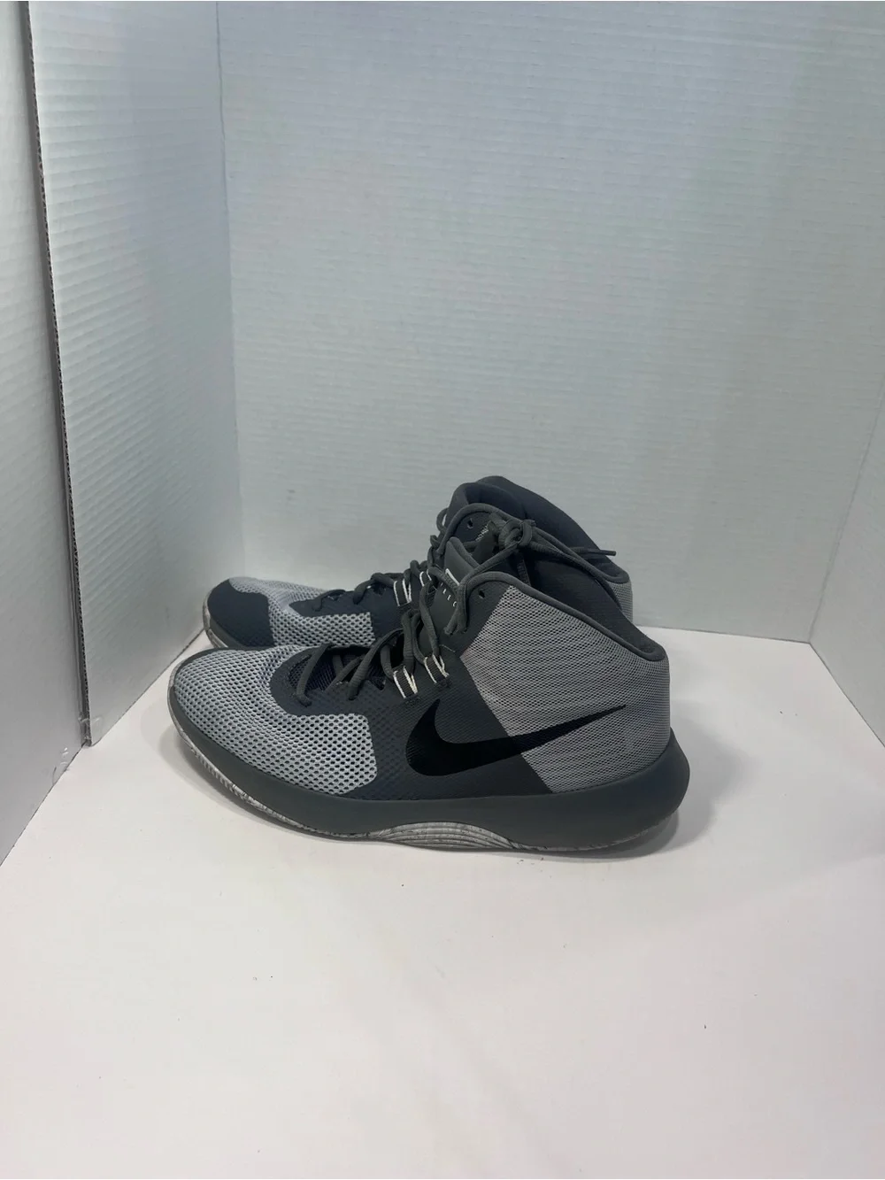 Nike Gray and Black High-Top Basketball Sneakers